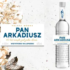 Elegancka butelka wódki Pan Arkadiusz z motywem kwiatowym. Sprawdź wódka Pan Tadeusz cena i wybierz idealny prezent.
